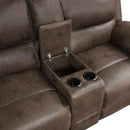  Manufacturer Color_Brown Motion Type_Reclining -- Homelegance Proctor Reclining Leather Look Loveseat with Console IMAGE 5