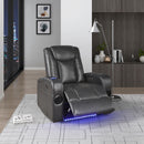  Homelegance Turbo 8522GRY-1PW Power Reclining Chair with Wireless Charger, Cooling Cup-Holder, Storage Arms, Speakers, LED Light and USB port IMAGE 17