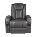  Homelegance Turbo 8522GRY-1PW Power Reclining Chair with Wireless Charger, Cooling Cup-Holder, Storage Arms, Speakers, LED Light and USB port IMAGE 1
