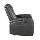  Homelegance Turbo 8522GRY-1PW Power Reclining Chair with Wireless Charger, Cooling Cup-Holder, Storage Arms, Speakers, LED Light and USB port IMAGE 3