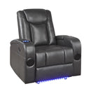  Homelegance Turbo 8522GRY-1PW Power Reclining Chair with Wireless Charger, Cooling Cup-Holder, Storage Arms, Speakers, LED Light and USB port IMAGE 8