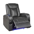  Homelegance Turbo 8522GRY-1PW Power Reclining Chair with Wireless Charger, Cooling Cup-Holder, Storage Arms, Speakers, LED Light and USB port IMAGE 9