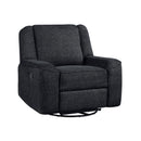  Manufacturer Color_Ebony -- Homelegance Monterey Swivel Fabric Recliner IMAGE 2