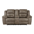  Manufacturer Color_Brown -- Homelegance Hazen Reclining Fabric Loveseat with Console IMAGE 1