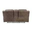  Manufacturer Color_Brown -- Homelegance Hazen Reclining Fabric Loveseat with Console IMAGE 3