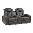  Homelegance Tabor 9211BRG-2PWH Power Double Reclining Love Seat with Center Console, Power Headrests, Storage Arms and Cup Holders IMAGE 2