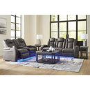  Manufacturer Color_Shadow -- Signature Design by Ashley Fyne Dyme Power Reclining Leather Look Loveseat with Console IMAGE 14