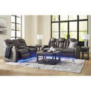  Manufacturer Color_Shadow -- Signature Design by Ashley Fyne Dyme Power Reclining Leather Look Loveseat with Console IMAGE 15