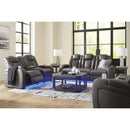  Manufacturer Color_Shadow -- Signature Design by Ashley Fyne Dyme Power Reclining Leather Look Loveseat with Console IMAGE 18