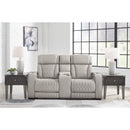  Manufacturer Color_Grey --  Signature Design by Ashley Boyington Power Reclining Leather Match Loveseat with Console IMAGE 6