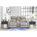  Manufacturer Color_Grey --  Signature Design by Ashley Boyington Power Reclining Leather Match Loveseat with Console IMAGE 7