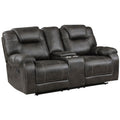  Manufacturer Color_Chocolate -- Homelegance Gainesville Reclining Leather Look Loveseat with Console IMAGE 1