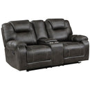  Manufacturer Color_Chocolate -- Homelegance Gainesville Reclining Leather Look Loveseat with Console IMAGE 1