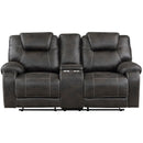  Manufacturer Color_Chocolate -- Homelegance Gainesville Reclining Leather Look Loveseat with Console IMAGE 2