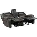  Manufacturer Color_Chocolate -- Homelegance Gainesville Reclining Leather Look Loveseat with Console IMAGE 3