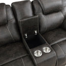  Manufacturer Color_Chocolate -- Homelegance Gainesville Reclining Leather Look Loveseat with Console IMAGE 5