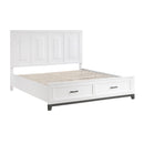  Color_Grey/ White Size_California King -- Garretson 1450WHK-1CK* California King Platform Bed with Footboard Storage IMAGE 4