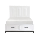  Color_Grey/ White Size_Queen -- Garretson 1450WH-1* Queen Platform Bed with Footboard Storage IMAGE 1