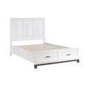  Color_Grey/ White Size_Queen -- Garretson 1450WH-1* Queen Platform Bed with Footboard Storage IMAGE 4