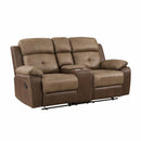  Homelegance Glendale 8599BR-2 Double Glider Reclining Love Seat with Center Console IMAGE 2