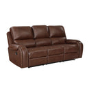  Manufacturer Color_Brown -- Homelegance Newnan Reclining Leather Look Sofa IMAGE 2