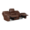  Manufacturer Color_Brown -- Homelegance Newnan Reclining Leather Look Sofa IMAGE 4
