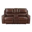  Manufacturer Color_Brown -- Homelegance Newnan Reclining Leather Look Loveseat with Console IMAGE 1