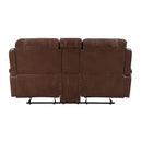  Manufacturer Color_Brown -- Homelegance Newnan Reclining Leather Look Loveseat with Console IMAGE 3