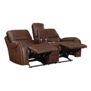  Manufacturer Color_Brown -- Homelegance Newnan Reclining Leather Look Loveseat with Console IMAGE 4