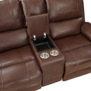  Manufacturer Color_Brown -- Homelegance Newnan Reclining Leather Look Loveseat with Console IMAGE 5