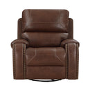  Manufacturer Color_Brown -- Homelegance Newnan Swivel Glider Leather Look Recliner IMAGE 1