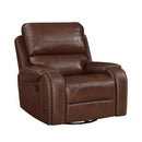 Manufacturer Color_Brown -- Homelegance Newnan Swivel Glider Leather Look Recliner IMAGE 2