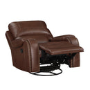  Manufacturer Color_Brown -- Homelegance Newnan Swivel Glider Leather Look Recliner IMAGE 5