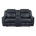  Manufacturer Color_Blue -- Homelegance Littleton Reclining Leather Look Loveseat with Console IMAGE 1