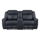  Manufacturer Color_Blue -- Homelegance Littleton Reclining Leather Look Loveseat with Console IMAGE 1