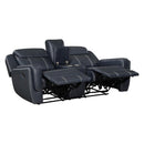  Manufacturer Color_Blue -- Homelegance Littleton Reclining Leather Look Loveseat with Console IMAGE 4