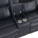  Manufacturer Color_Blue -- Homelegance Littleton Reclining Leather Look Loveseat with Console IMAGE 5