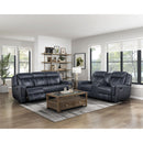  Manufacturer Color_Blue -- Homelegance Littleton Reclining Leather Look Loveseat with Console IMAGE 6