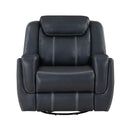  Manufacturer Color_Blue -- Homelegance Littleton Swivel Glider Leather Look Recliner IMAGE 1