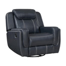  Manufacturer Color_Blue -- Homelegance Littleton Swivel Glider Leather Look Recliner IMAGE 2