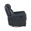  Manufacturer Color_Blue -- Homelegance Littleton Swivel Glider Leather Look Recliner IMAGE 3