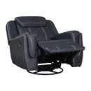  Manufacturer Color_Blue -- Homelegance Littleton Swivel Glider Leather Look Recliner IMAGE 5