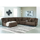  Manufacturer Color_Chocolate -- Signature Design by Ashley Top Tier Reclining Fabric 6 pc Sectional IMAGE 4