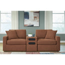  Manufacturer Color_Spice -- Signature Design by Ashley Modmax Stationary Fabric Loveseat with Console IMAGE 3