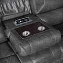  Manufacturer Color_Grey -- Newnan 8549GRY-3 Double Reclining Sofa with Center Drop-Down Cup Holders, Receptacles and USB Ports IMAGE 6