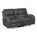  Manufacturer Color_Grey -- Newnan 8549GRY-2 Double Glider Reclining Love Seat with Center Console, Receptacles and USB Ports IMAGE 2