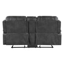  Manufacturer Color_Grey -- Newnan 8549GRY-2 Double Glider Reclining Love Seat with Center Console, Receptacles and USB Ports IMAGE 3