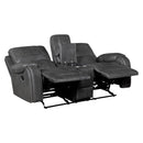  Manufacturer Color_Grey -- Newnan 8549GRY-2 Double Glider Reclining Love Seat with Center Console, Receptacles and USB Ports IMAGE 4