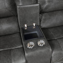  Manufacturer Color_Grey -- Newnan 8549GRY-2 Double Glider Reclining Love Seat with Center Console, Receptacles and USB Ports IMAGE 5