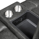  Manufacturer Color_Grey -- Newnan 8549GRY-2 Double Glider Reclining Love Seat with Center Console, Receptacles and USB Ports IMAGE 6